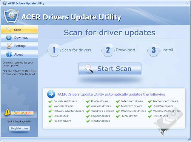 Update your Acer drivers automatically with several clicks.