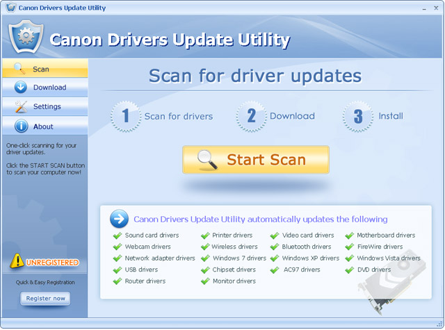 Update your Canon drivers automatically with several clicks.